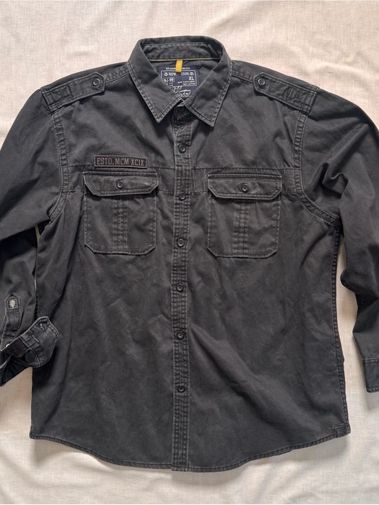 Nautica Other - Nautica Jeans Co. Washed Black Button-Front Military Utility Shirt